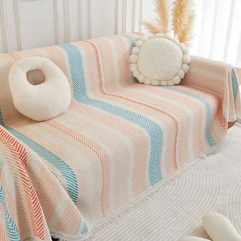 Ethnic Style Cotton Linen Sofa Towel Cover 2 3 Seats Corner Couch Slipcover Throw Blanket Dustproof for Pets Decoration