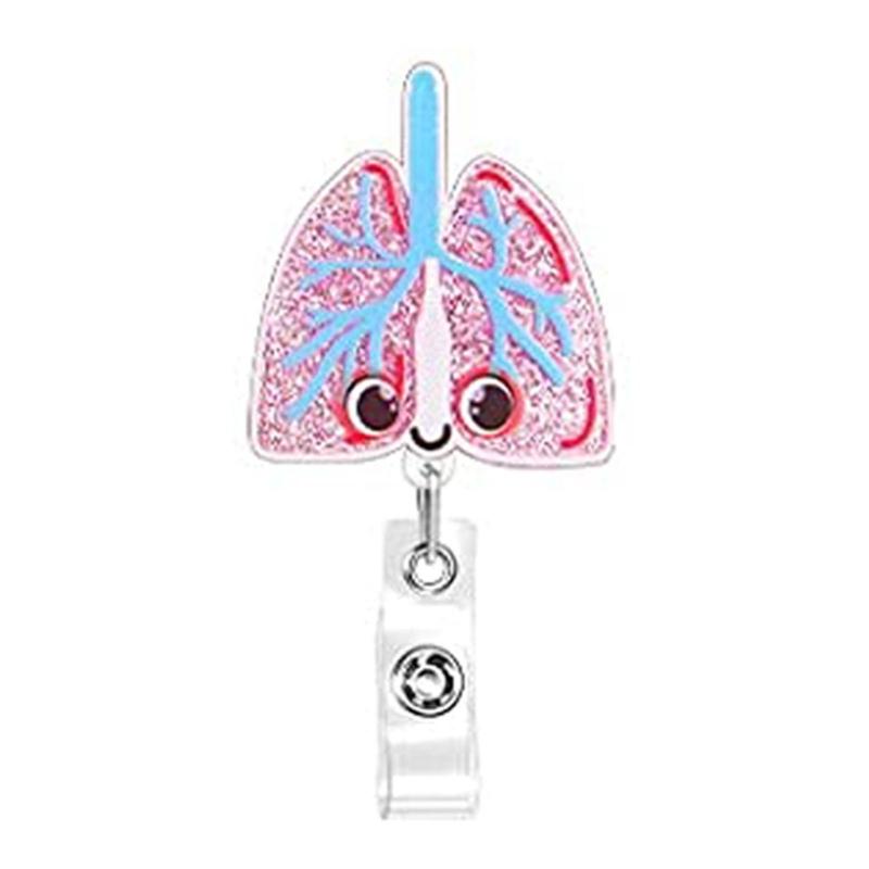 Acrylic Organ Badge Reel Rotating Alligator Clip Name Holder Acrylic Texture Present for Hospital Students and Educators