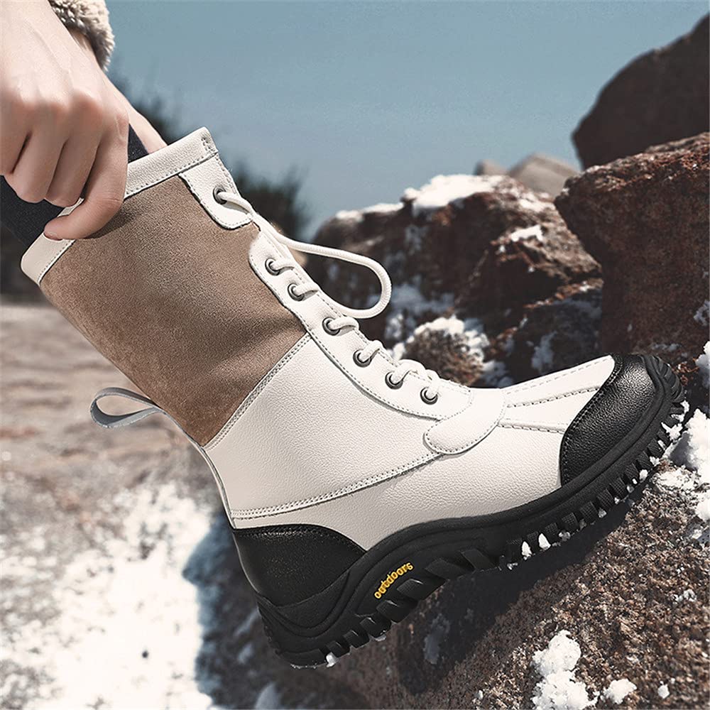 COOJOY Snow Boots with Boa Thick and Size 41 Women's High-Top Lining, Sole, Beige,