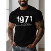 1971 Limitierte Auflage Herren Kurzarm-T-Shirt - Vintage-Aufdruck Rundhals Lässiges Oberteil, Kurzarm Passform für ganzjährigen Tragekomfort, Maschinenwaschbar & Trocknergeeignet