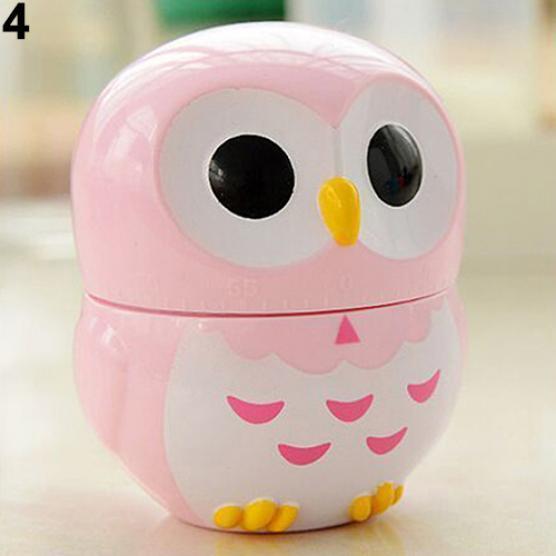 

1шт Сова дизайн 60 минут механический кухонный таймер приготовления пищи громкий будильник розовый