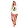 Christmas Print Neck Top and Jogger Pants Set for Holiday Casual Outfit