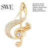 Sweater Pin Women Brooch Sparkling Rhinestone Inlaid Musical Note Shape Anti-Exposure Buckle Suits Shirts Sweaters Bags Outfit Accessory