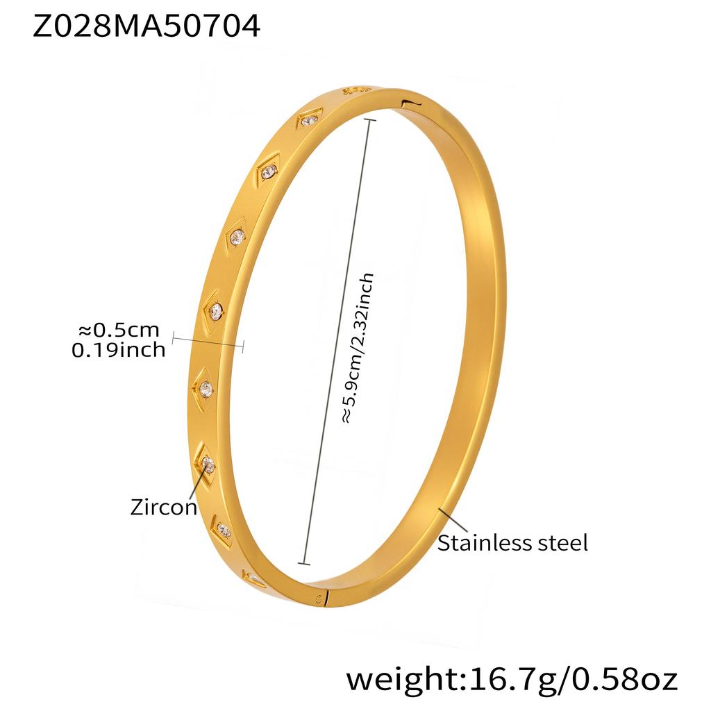 Inlaid Shiny Zircon Openable Bracelet In Stainless Steel 18k Gold Plated Waterproof Non Tarnish Luxury Bracelets For Women