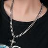 Necklace Cuban Chain Cross Pendant Male Tide Hip Hop Titanium Steel Non-Fading High Street Thick Versatile Necklace