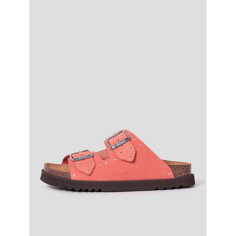 Scholl (Women) Studded Two-Strap Cork Sandals Coral (Hh54K2C147)