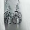 Gothic Double Hoop Zinc Alloy Earrings with Pendant for Women, Punk Style