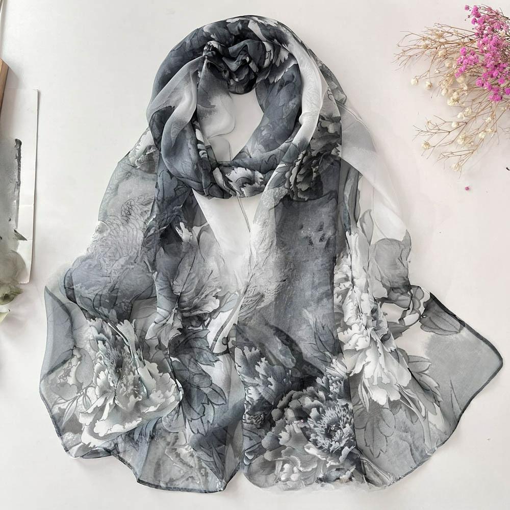 

Летний корейский вариант сезона шелковый шарф солнцезащитный шарф богатый пион женский шифоновый длинный шелковый шарф марлевый шарф 50*160cm