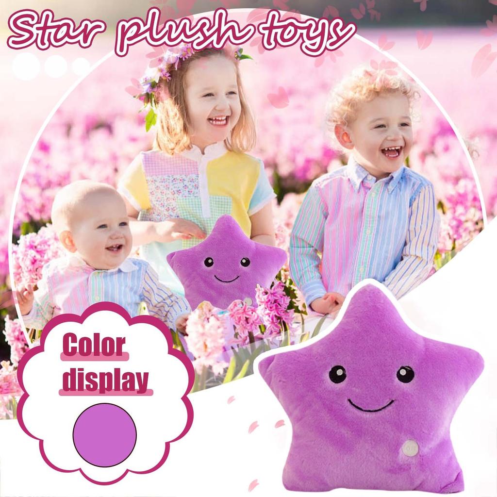 Colorful Five-pointed Star Luminous Glowing  Soft Plush Children Cute Toy