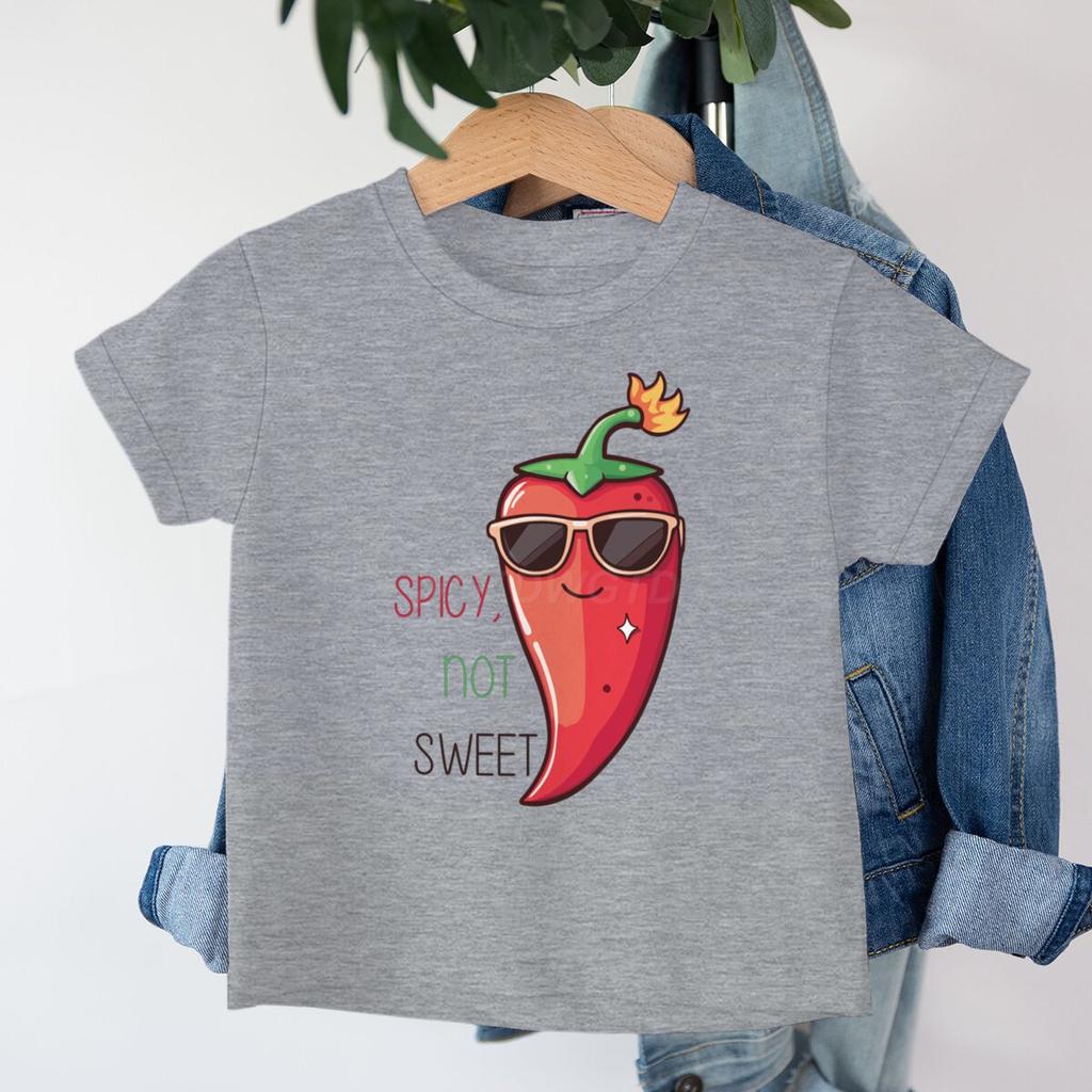 Funny Chili Tshirts for Children Chili Spicy Not Sweet Graphic Design Kids Tshirt Cartoon Clothes Child Girl Boy Casual Tops