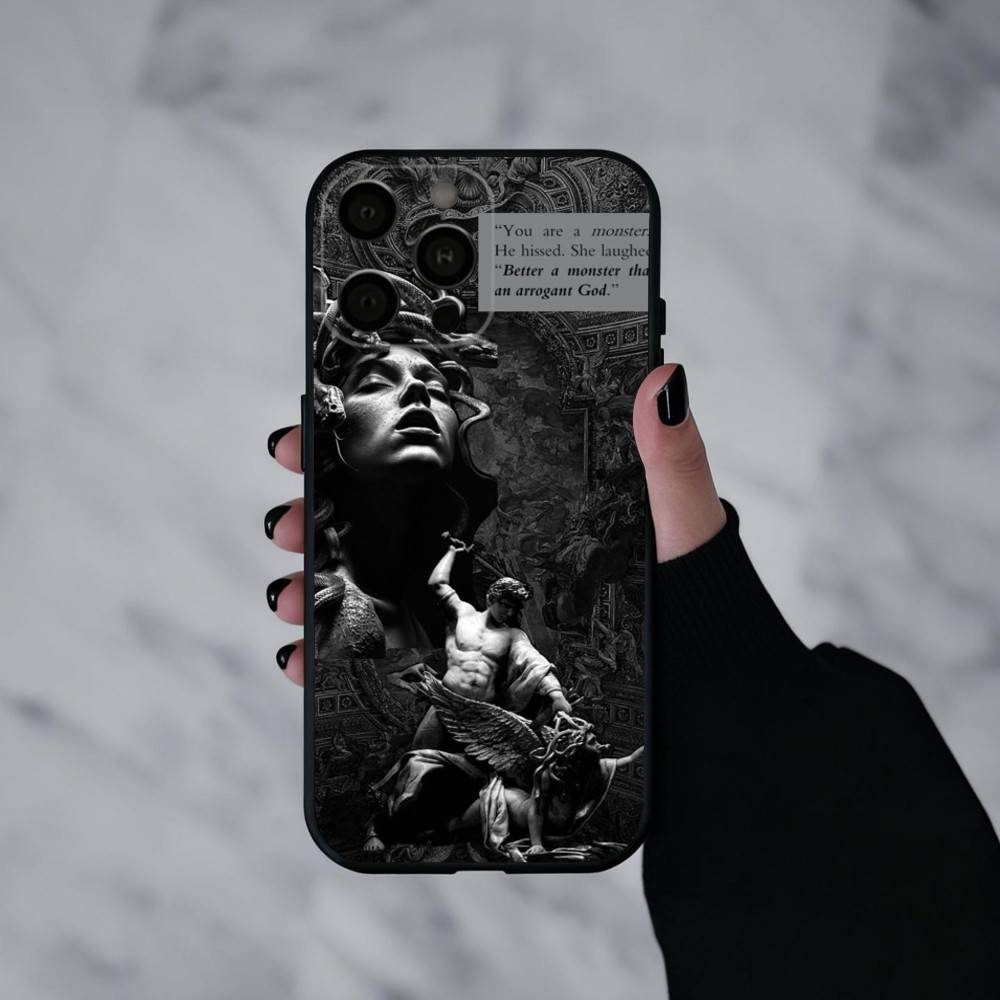 Medusa Griechische Mythologie Schau Mich An Handyhülle Für iPhone 17pro, 16,15,14,13,12,11 X XR Plus,Andere Weiche Schwarze Hülle