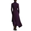 Women's High Neck Long Sleeve Asymmetrical Ruffle Midi Dress Elegant Party Dress