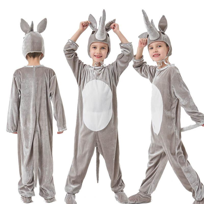 Urocze Dziecięce Zwierzęce Halloweenowe Kostiumy Nosorożca Poliestrowe Unisex Dla Chłopców I Dziewczynek