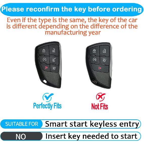Sindeda For Chevy Key Fob Cover With Keychain Soft Full Protection Key Shell Key Case Compatible With -2025 GMC Yukon Tahoe Suburban 1500 2500HD