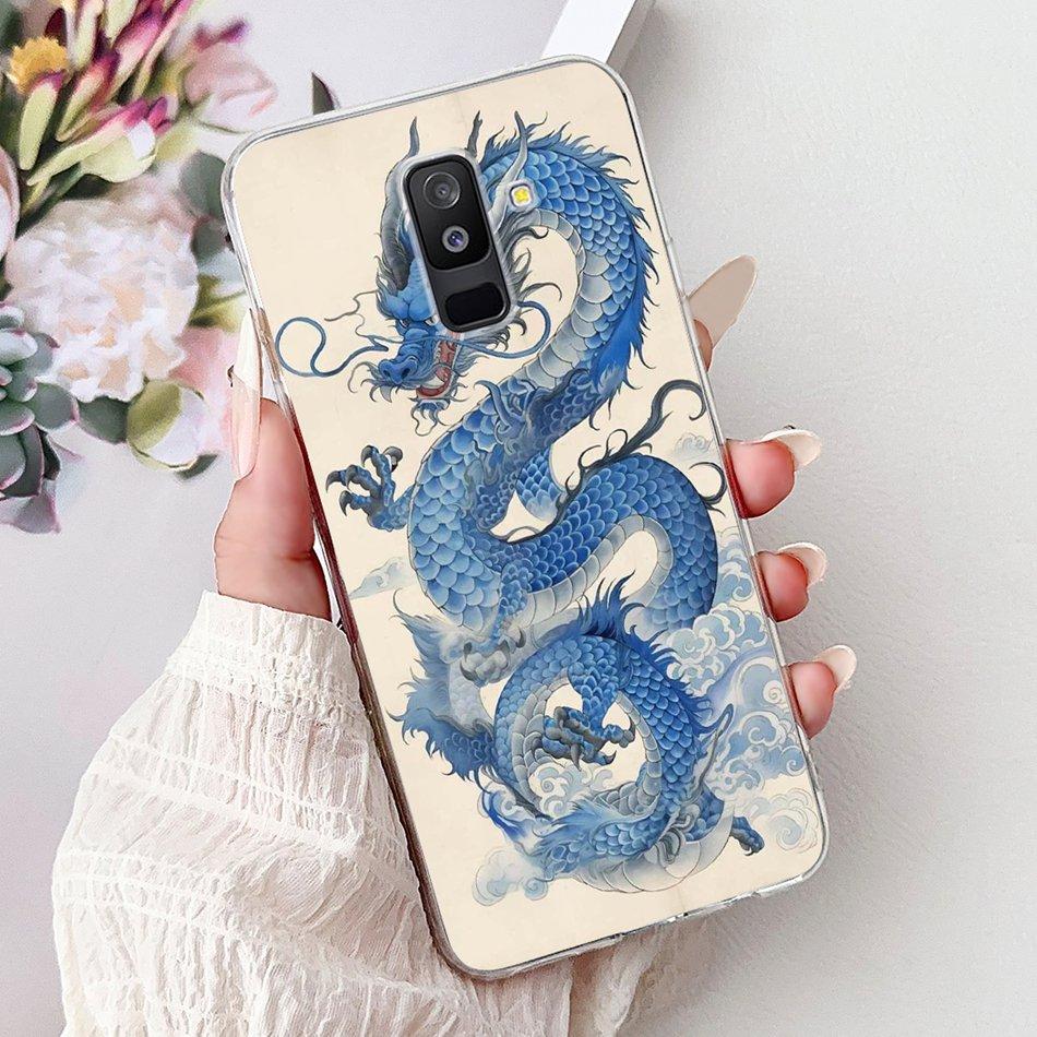 For Samsung Galaxy A6 Plus 2018 Phone Case On Samsung A6+ (2018) A6 A600F A605G Elegant Floral Cat Soft Silicone Clear TPU Cases