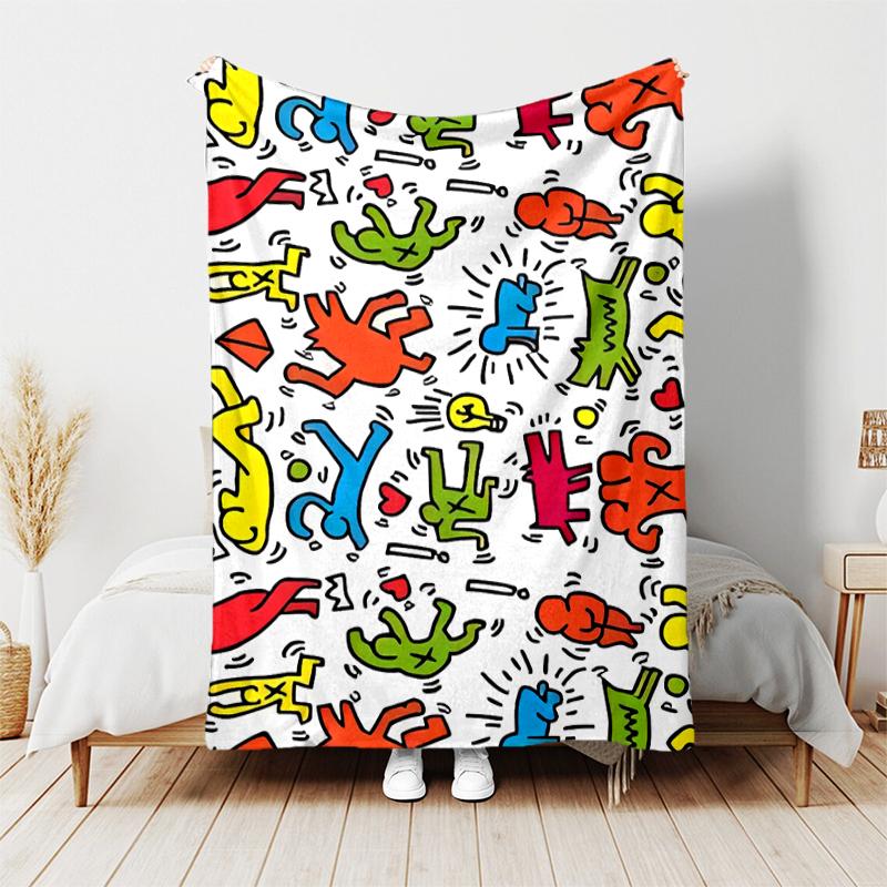 1pc Blanket Keith Haring Ascending2 Print Design, Lightweight Blanket for Sofa, Bed- Soft &Warm, Gift for All Seasons like Christmas, Halloween