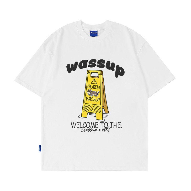Wassup Official Store Trendy Brand Heavyweight T-Shirt Short-Sleeved Unisex Summer Loose Casual Pure Cotton Crew Neck Top