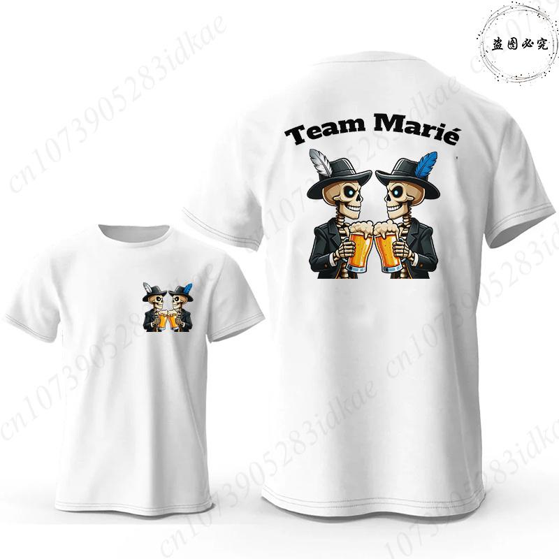 Französische Herren EVG Team Team Marié Passende T-Shirts Junggesellenabschied Bräutigam Squad Totenkopf Bier Toast Grafik Passende Freizeit-T-Shirts