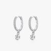Ailmay Charm Round Clear Zirconia Hoop Earrings 925 Sterling Silver Sparkling Ear Buckles for Women Wedding Statement Jewelry