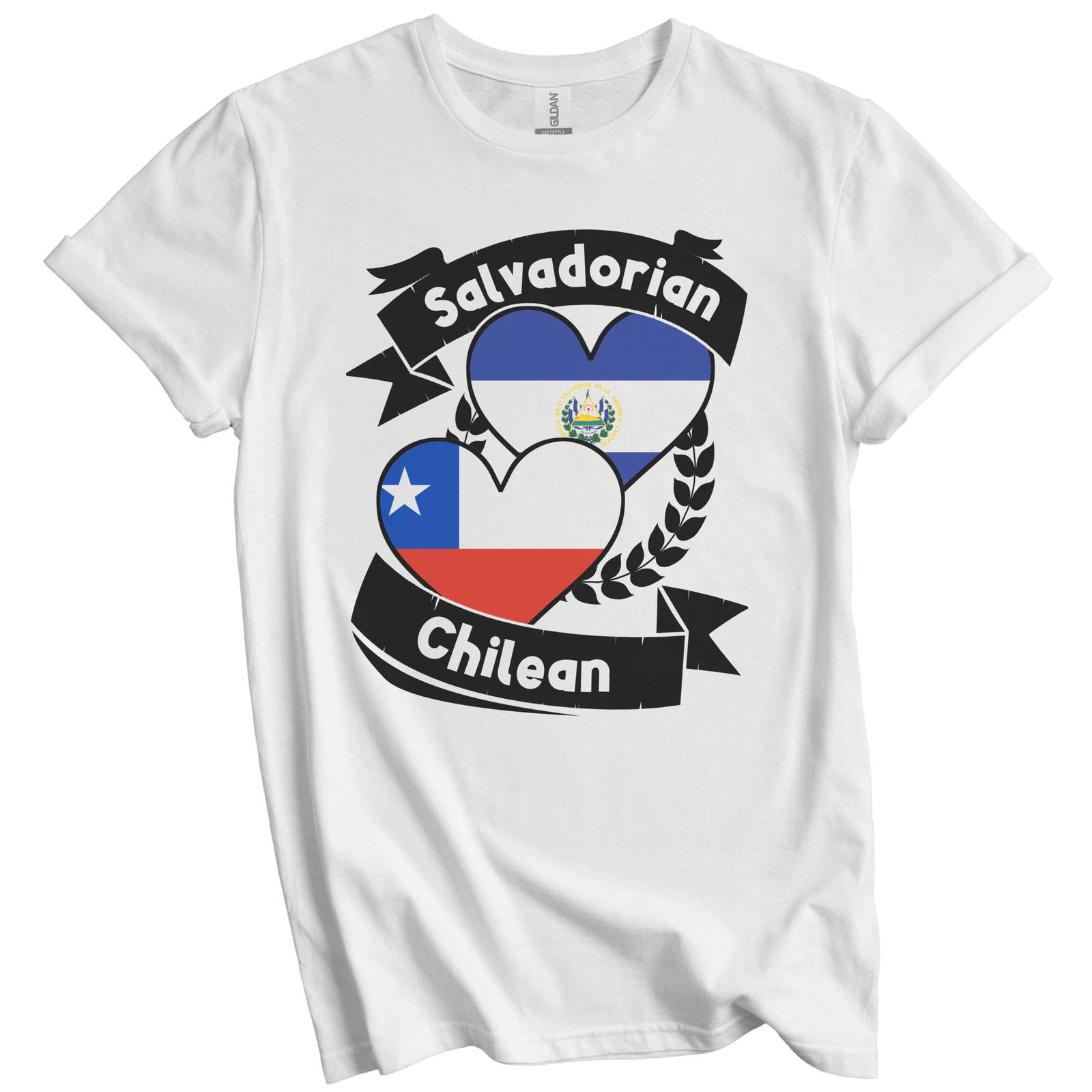 

Salvadorian Chilean Heart Flags El Salvador Chile T-Shirt 4XL