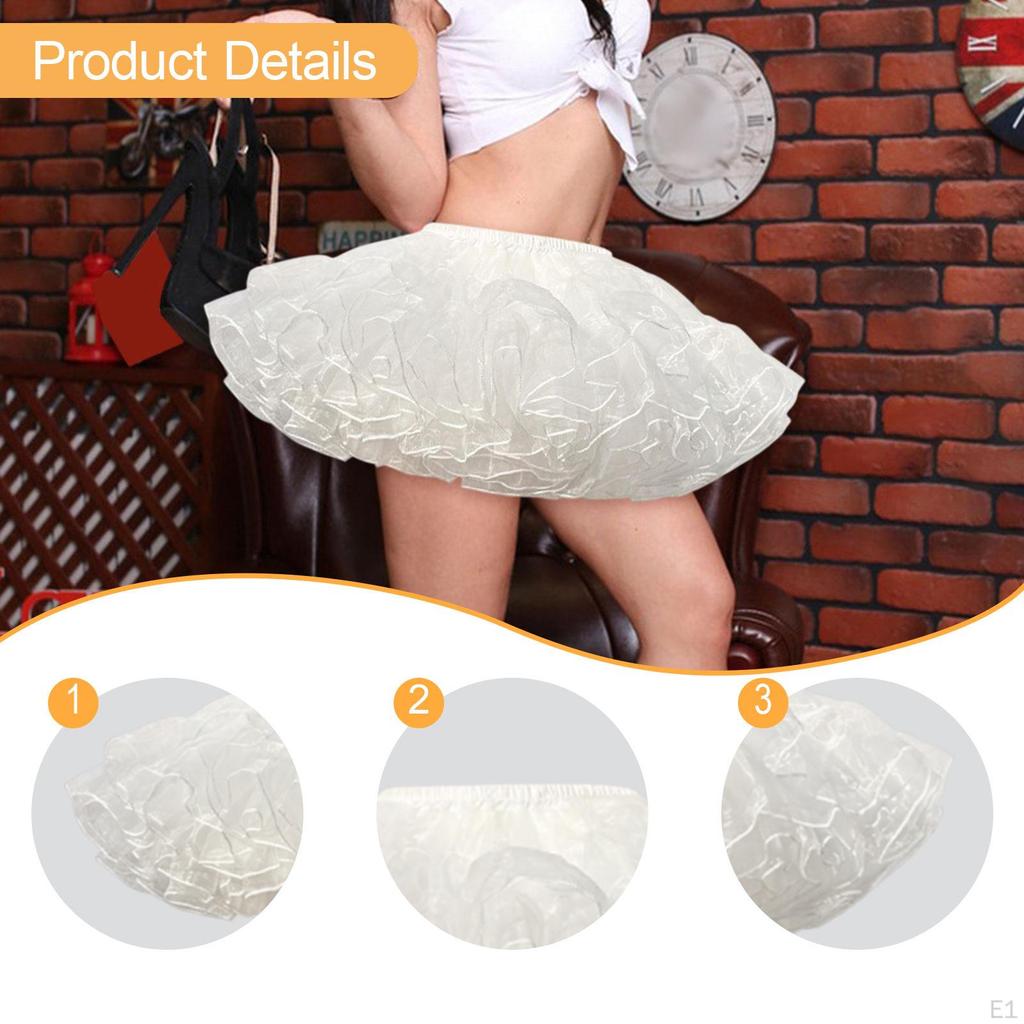 Petticoat Women's Underskirt Ruffles Tulle Crinoline Multi-layer with Elastic Waistband for