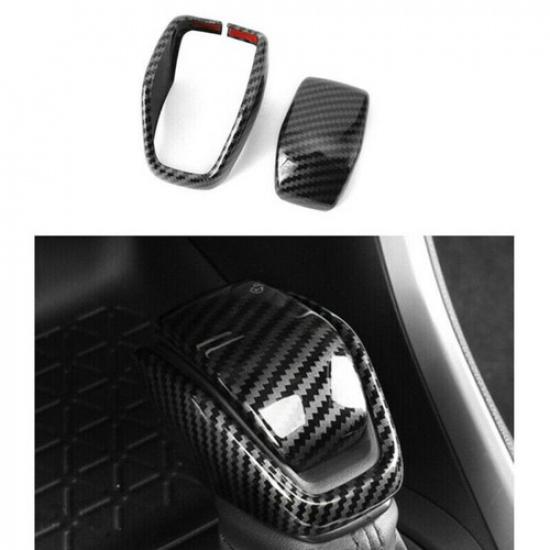 Carbon Fiber 2X Inner Gear Shift Knob Cover Trim For Toyota Highlander 2024 2025
