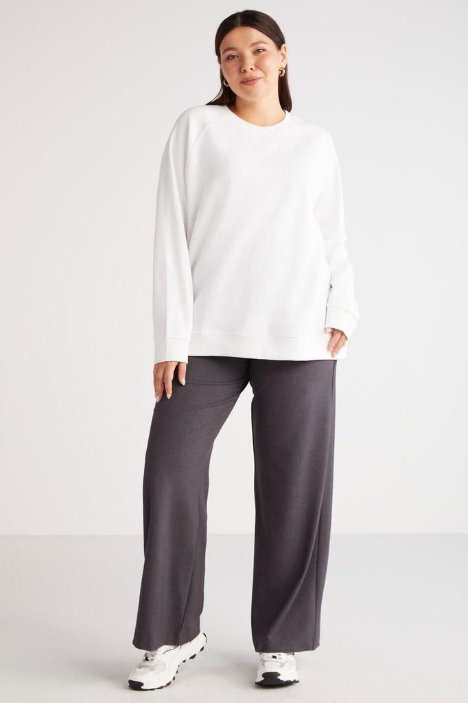 Women's Style Big Size Sweatshirt Barborabb Soft Comfort Fit Round Collar Green Plus Size Sweatshirt With Fleece Inside