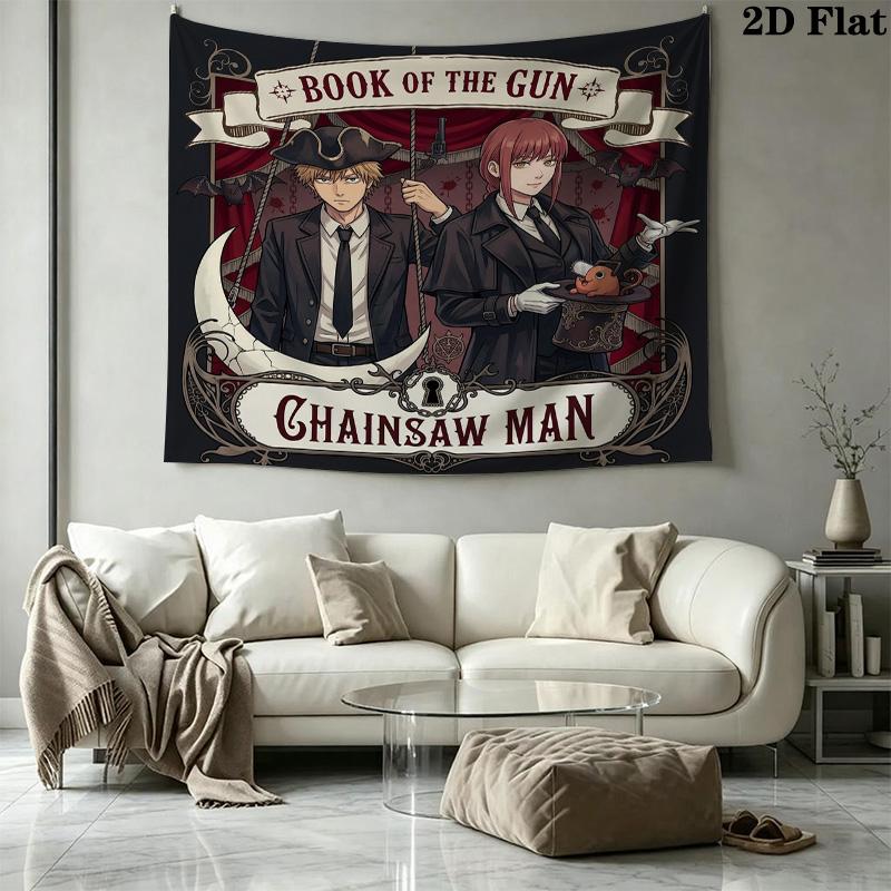 Chainsaw Man Wall Tapestry Aesthetic Wall Hanging Printed Fabric Blanket Decorative Tapestries For Bedroom Living Room Home Decor