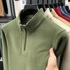 2025 Autumn/Winter Men's Solid Color Half-Zip Windproof Stand Collar Fleece Hoodie