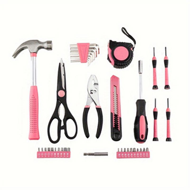 39-Piece All Purpose Household Pink Tool Kit for Girls, Ladies and Women - includes All Essential Tools for Home, Garage, Office and College