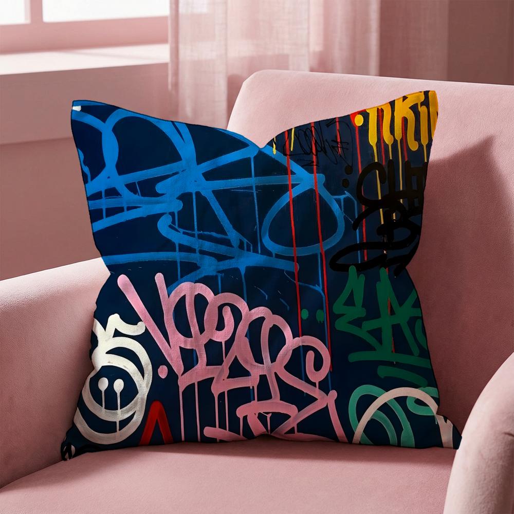 Street Graffiti Texture Cushion Cover MultiScene Pillow Cover for Home  Car  Reversible Soft  Durable for Daily Use