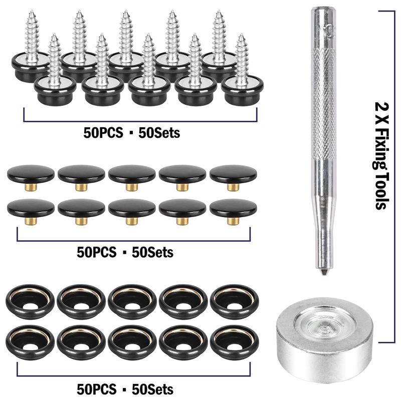 150Pcs/Set Snap Fastener Button Screw Studs Kit for Boat Cover Tent Marine Grade Snap Fastener Stainless Steel Snap Buttons