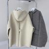 Plus Size Hooded Loose Wool Coat with Plush Lining - Women's Trendy Winter Cape Jacket.