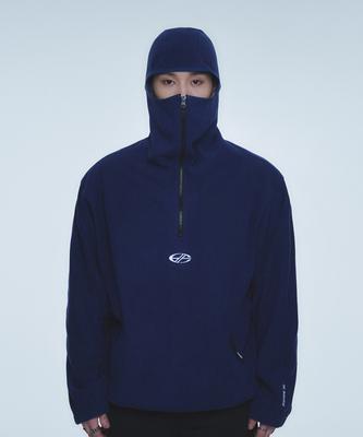 Balaclava Half Zip-Up Hooded-[Navy]