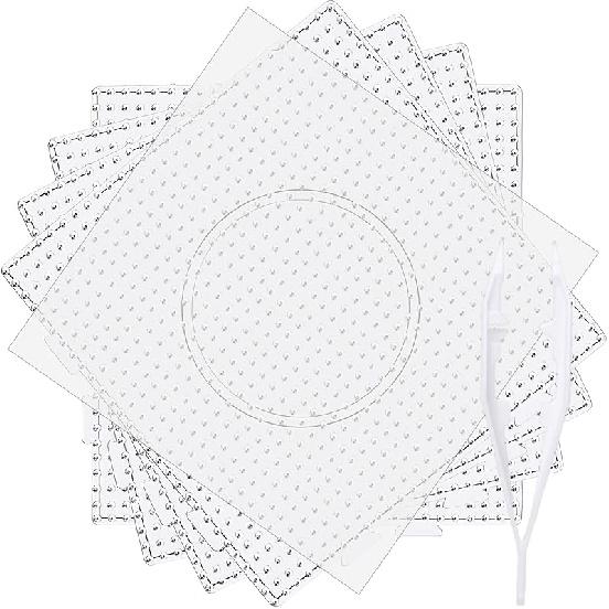 9pcs 5mm Large Square Fuse Beads Pegboards Plastic Beads Boards with Ironing Paper, Beads Tweezers Craft Beads 4