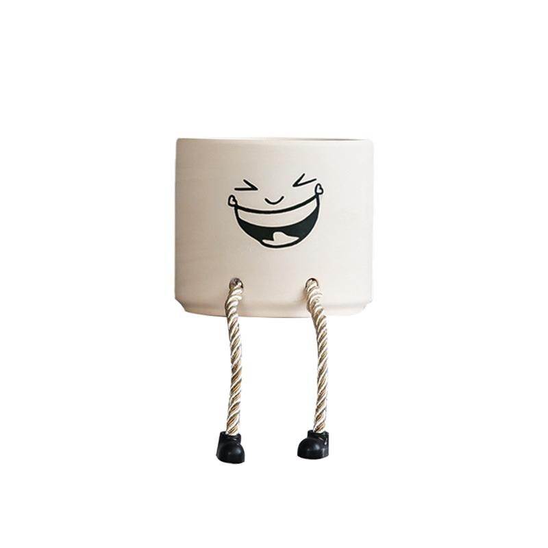 

Ceramic Fleshy Plant Pot Funny Expression Planter Plant Flowerpot Ornament for Fleshy Plant Cactuses Container for Home 1