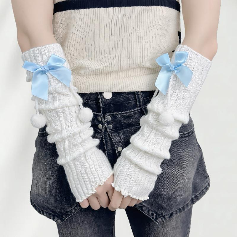 New Year Christmas Gift Red Knitted Arm Sleeves Girls Warm Sweet Fingerless Gloves