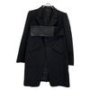 Yohji Yamamoto 07AW FX-J39-109 Black wool lamb leather tape center vent peak lapel mid-length coat Jacket 1 blackUsed