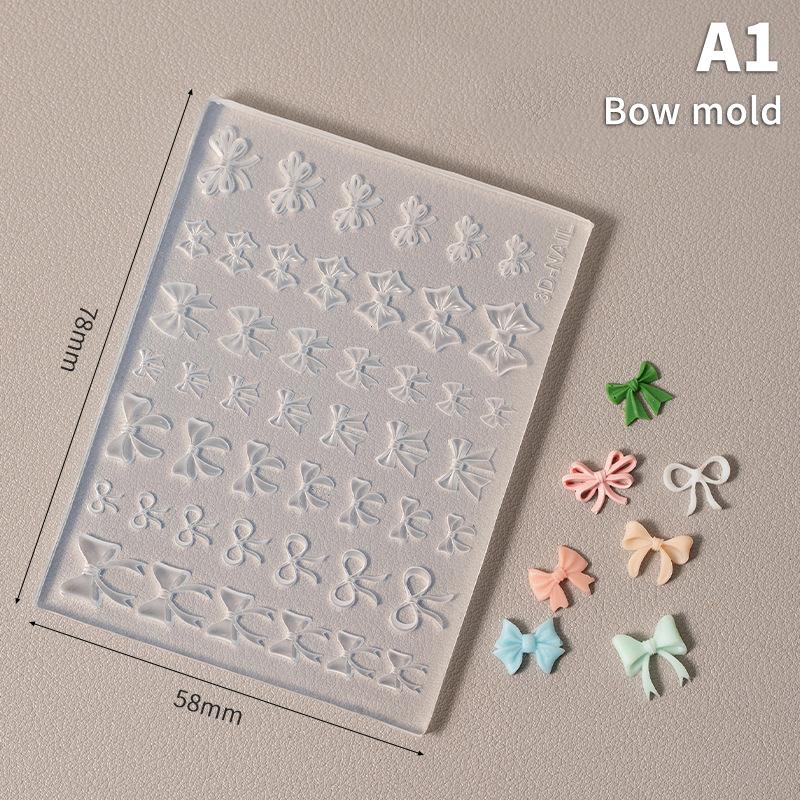 

Cartoon Relief Silicone Nail Mold Bow Nail Decorations Nails Diy Design Stereoscopic Stamping Plate Manicure Tools Art Supplies A1