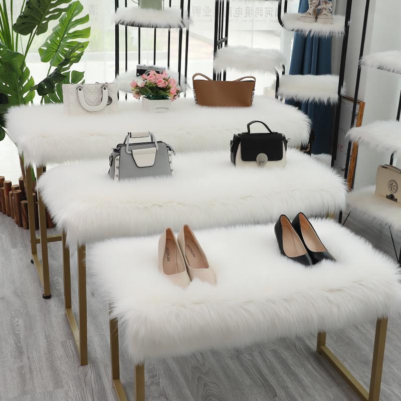 Plush White Fur Mat for Window Display, Cabinet Padding, Shoe Cushion, or Booth Carpet