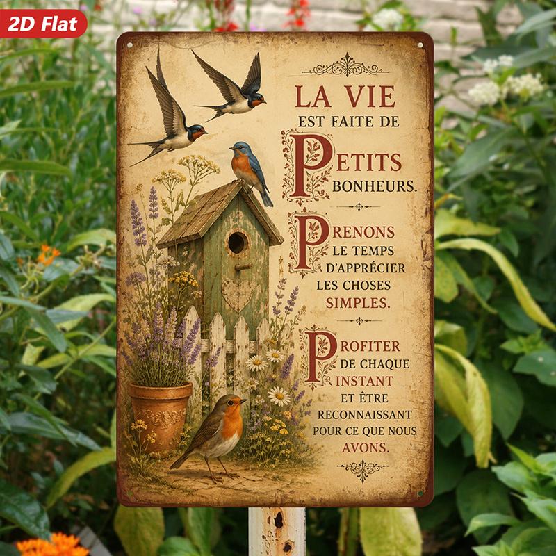 Metal Decorative Sign La Vie Est Faite De Petits Bonheurs