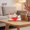 Holiday Party Table Decorations Wooden Christmas Ornaments, Tabletop Decoration with Santa Claus Snowman Elk Office Desk Accessories Designs for Home