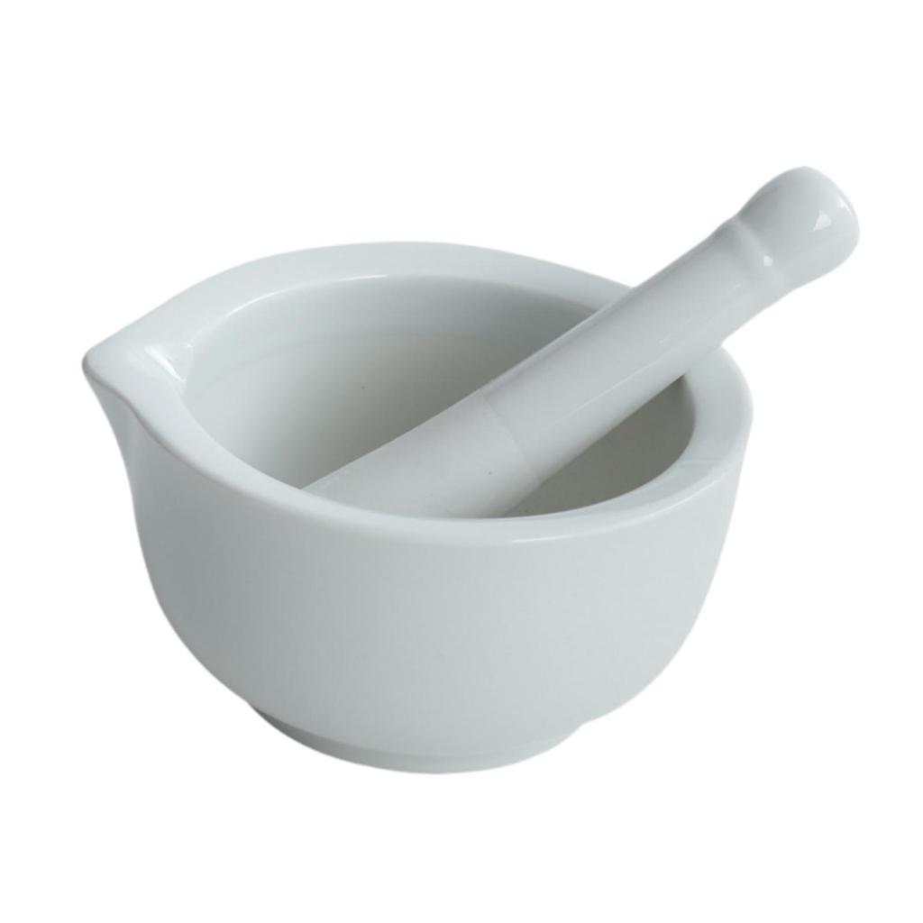 Pottery Grinding Bowl Manual Tool Sturdy Jar for Fruits Rice Garlic White