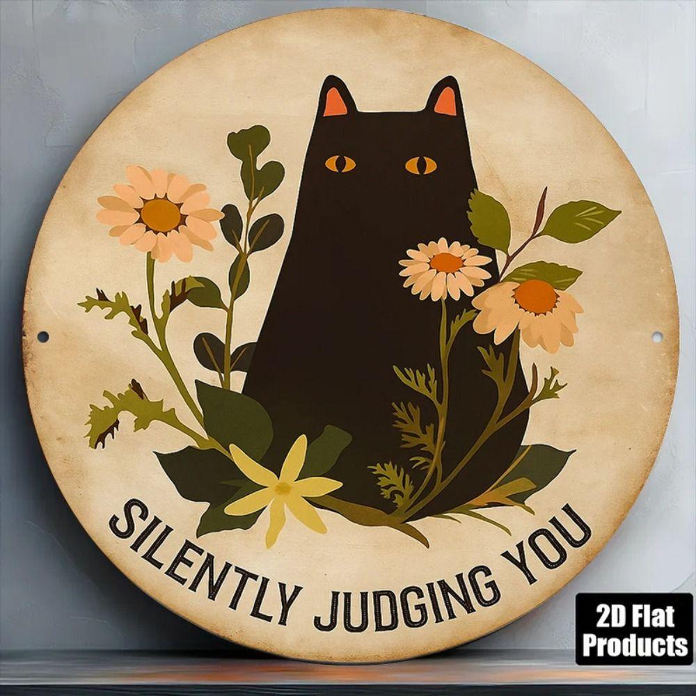 Metal Cat Wall Decor Tin Sign Gift For Friend 15x30cm Vintage Home Art