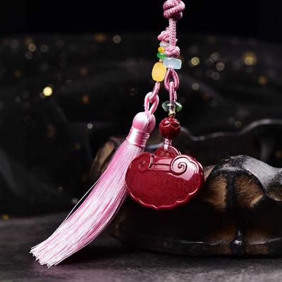 Handgefertigter Ruyi-Schloss-Taschenanhänger aus lila Ton