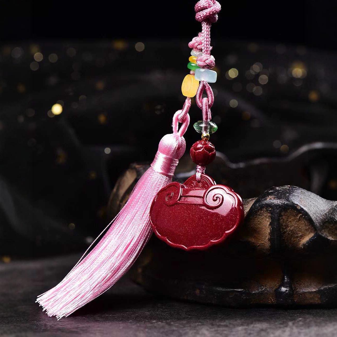 Ручная работа Фиолетовая глина Руйи Замок Брелок-подвеска Cinnabar