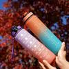 1L Water Bottle Roomy Fitness Athletic Water Bottle with Time Marker Lightweight To Carry Outdoor Activity Travel Drinking Bottle Drinkware