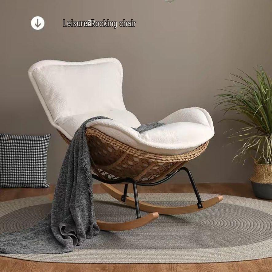 Rattan Rocking Recliner Chair - Lazy Sofa for Indoor/Outdoor Leisure