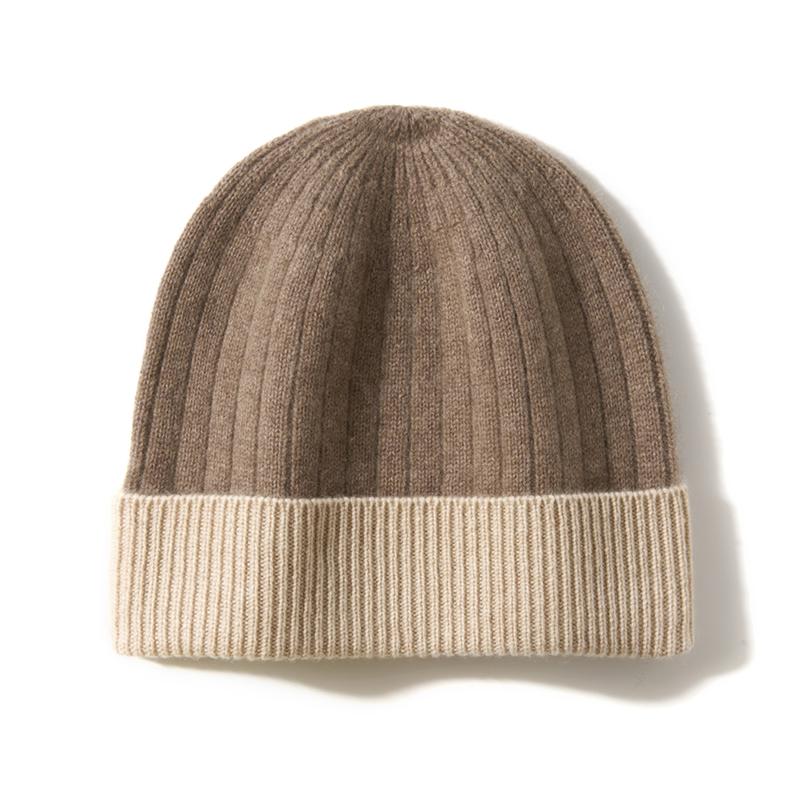 

100% Pure Cashmere Knitted Hats for Autumn and Winter Women Fashionable Simple and Warm Hat Outdoor Windproof Hats Unisex
