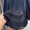Women's Retro Embroidered Mid-Sleeve Ramie Chiffon Shirt - Lightweight, Loose, Slightly Sheer, Summer 2025 Edition.
